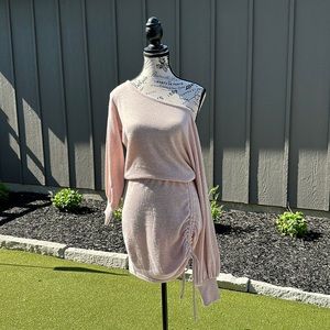 Soft, cozy beige colored off shoulder dress or long shirt by Venus size XS / S